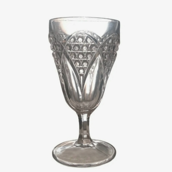 Vintage Imperial Tulip & Cane Glass Goblet #9 Pecorah Malvern Clear Glass EAPG - Picture 8 of 9